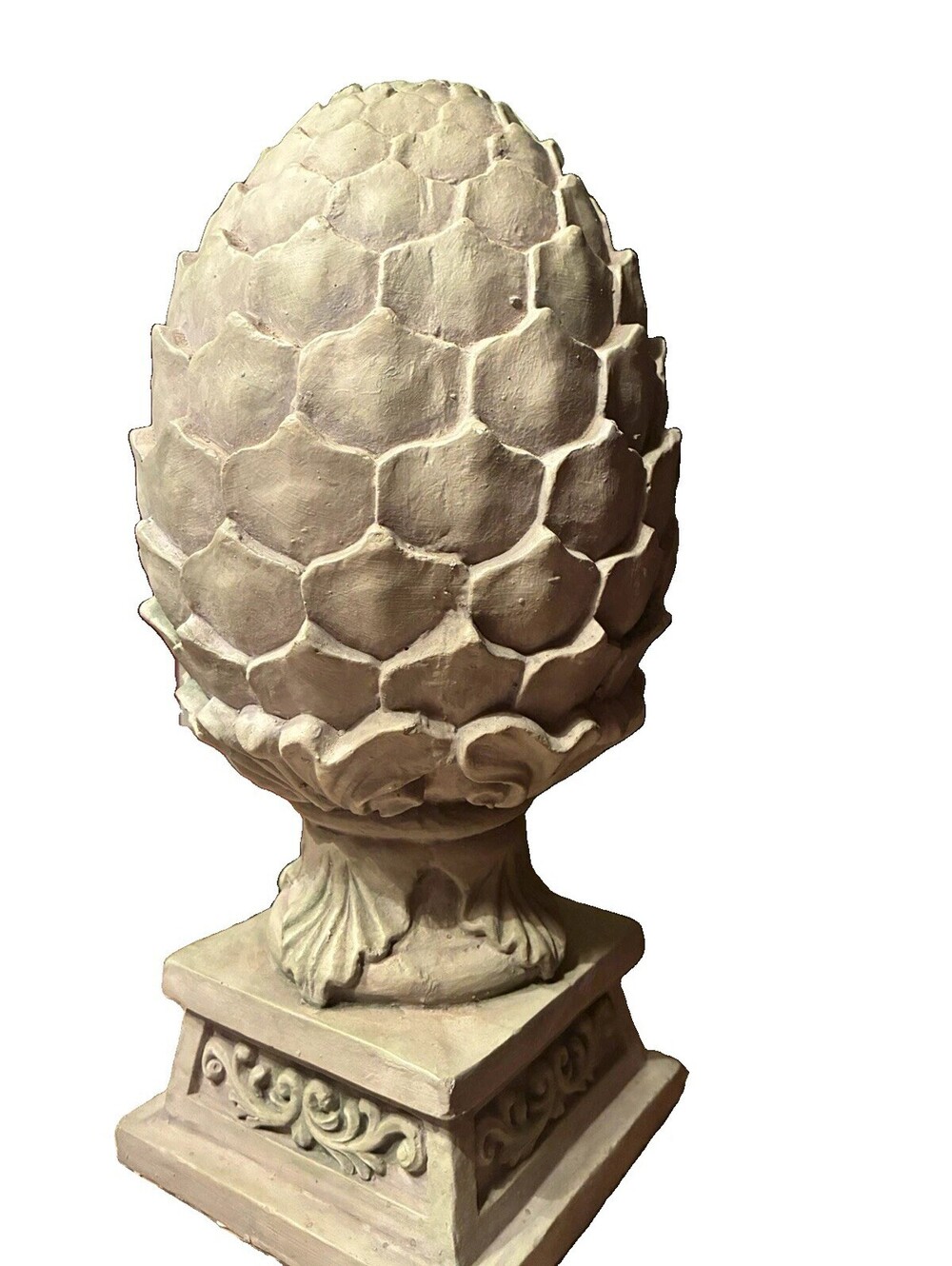Gray Resin Pine Cone Finial Statue Traditional Floral & Garden Outdoor Decor